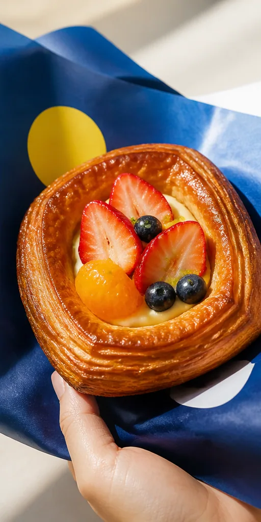 季節の果物をのせたデニッシュ